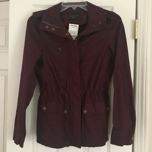 NWT Burgundy Zip Cargo Jacket